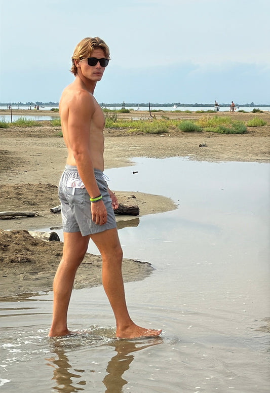 Men's Grey Boxer Shorts – Quick Dry | UPF 50+ | Hot Air Balloon Pocket