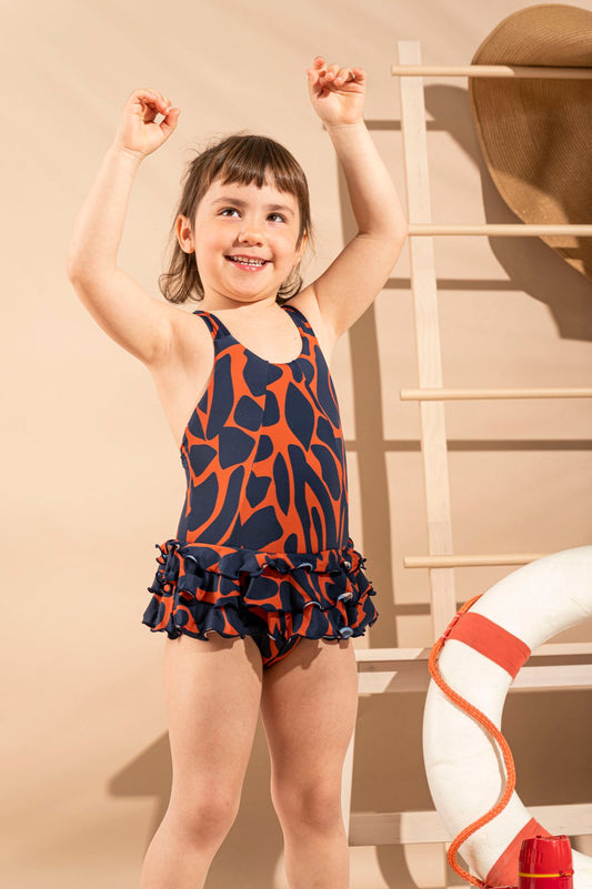 Bahia Swimsuit Camouflage Blue-Orange