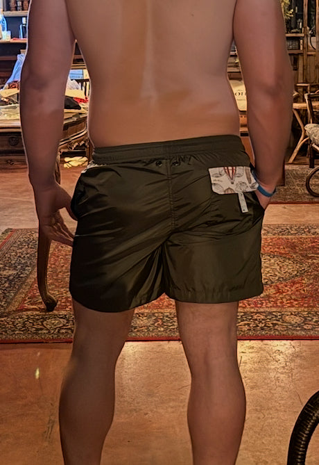 Boxer Uomo verde militare – Quick Dry | UPF 50+ | Tasca Hot Air Balloon