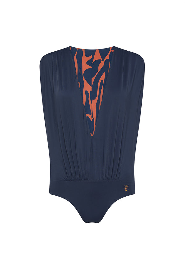 New Generation Blue & Camouflage Double One-piece Swimsuit