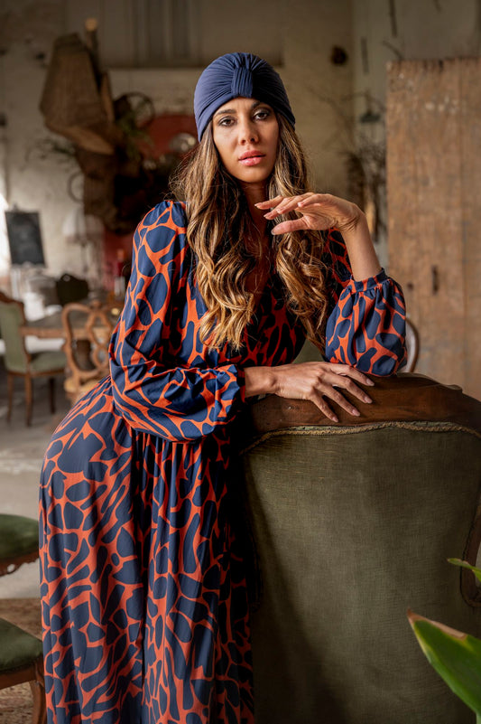 Saint Tropez Beach Dress Camouflage Blue-Orange