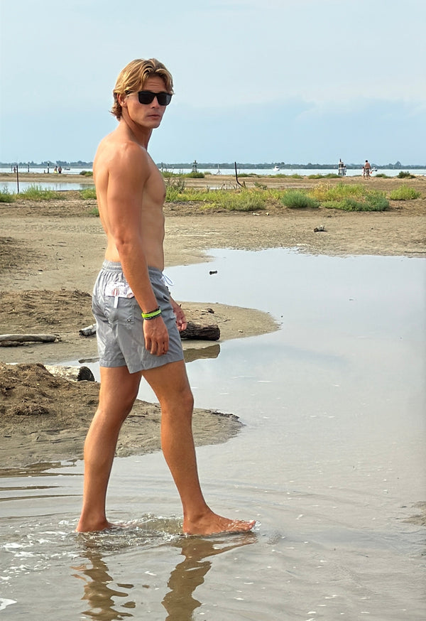 Men's Grey Boxer Shorts – Quick Dry | UPF 50+ | Hot Air Balloon Pocket