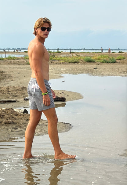 Men's Grey Boxer Shorts – Quick Dry | UPF 50+ | Hot Air Balloon Pocket