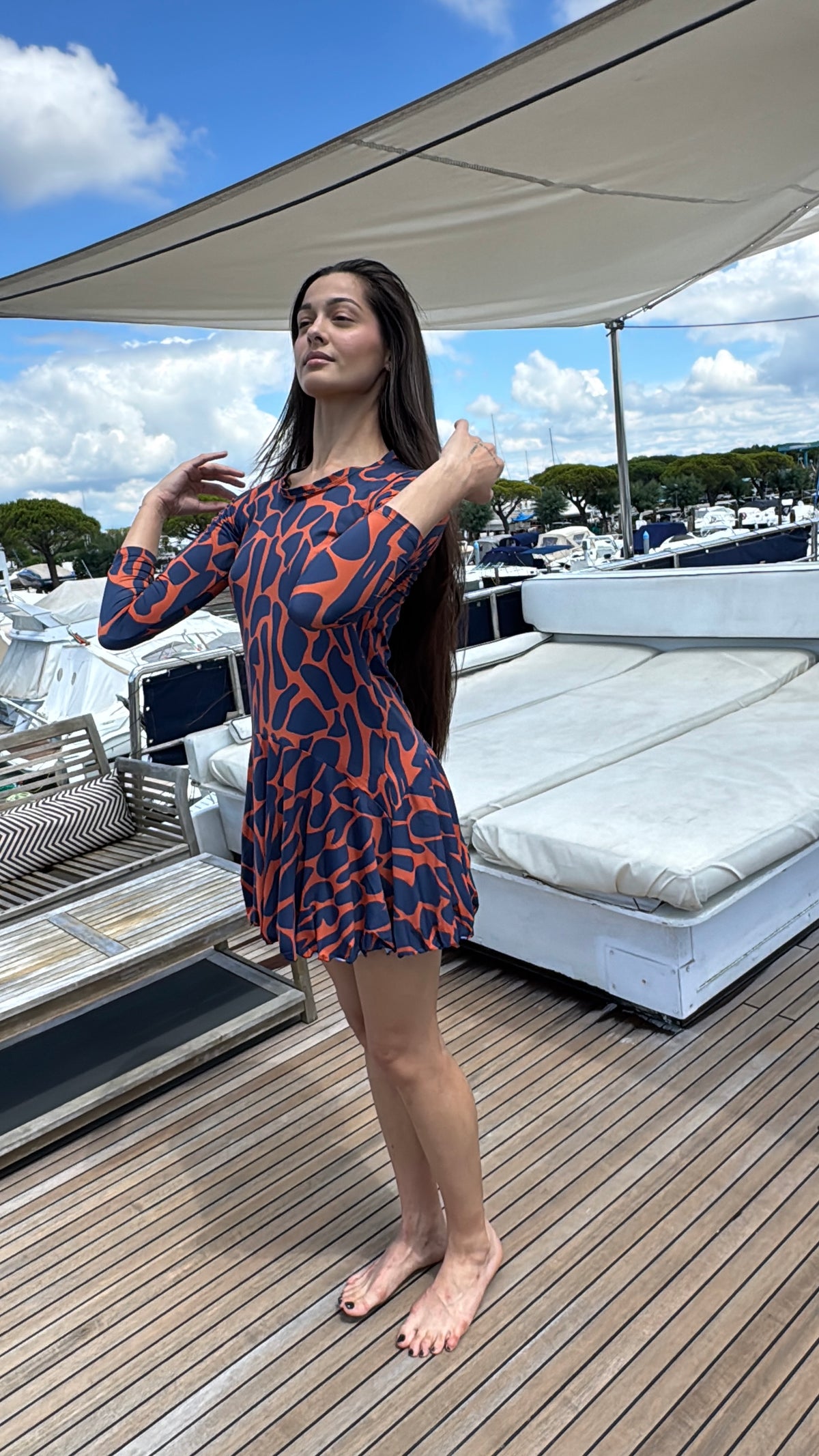 Jumeirah Burkini Dress - Long Sleeves Camouflage Blue-Orange