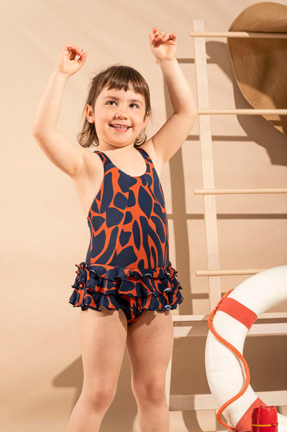 Bahia Swimsuit Camouflage Blue-Orange