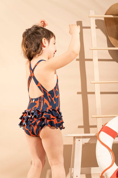 Bahia Swimsuit Camouflage Blue-Orange