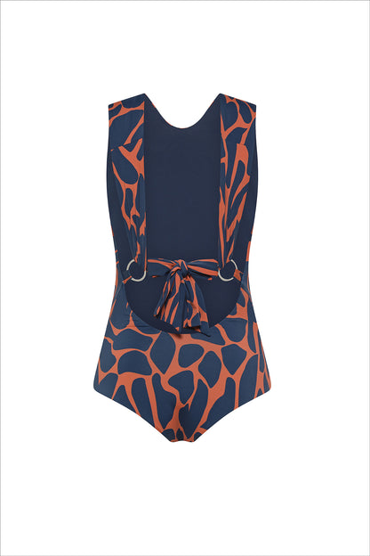 Cannes One-Piece Swimsuit Camouflage Blue-Orange