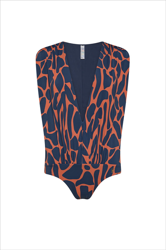 New Generation Blue & Camouflage Double One-piece Swimsuit