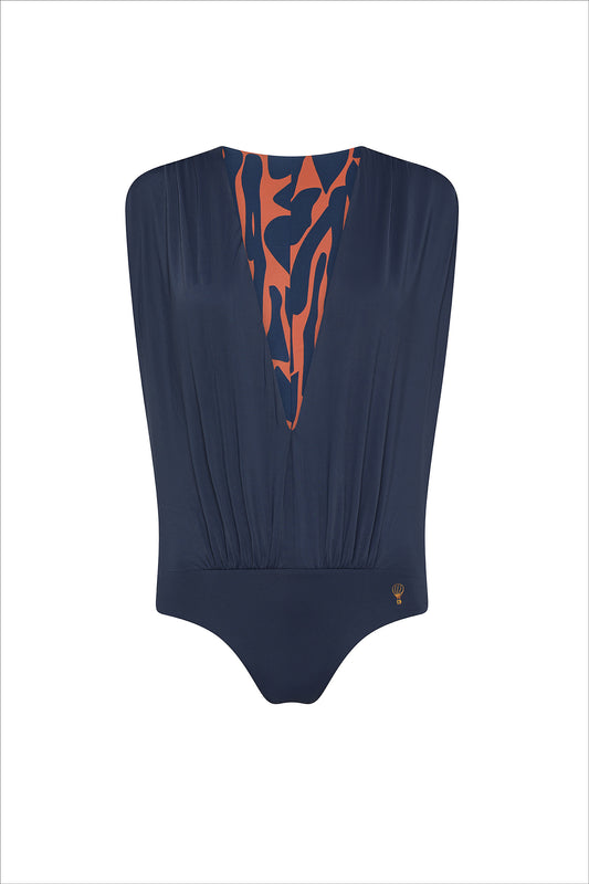 New Generation Blue & Camouflage Double One-piece Swimsuit