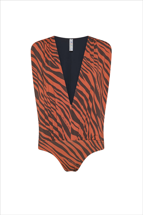 New Generation Zebra & Black Double One-Piece Swimsuit