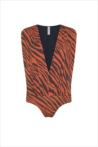New Generation Zebra & Black Double One-Piece Swimsuit