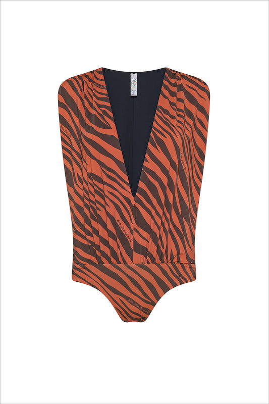 New Generation Zebra & Black Double One-Piece Swimsuit