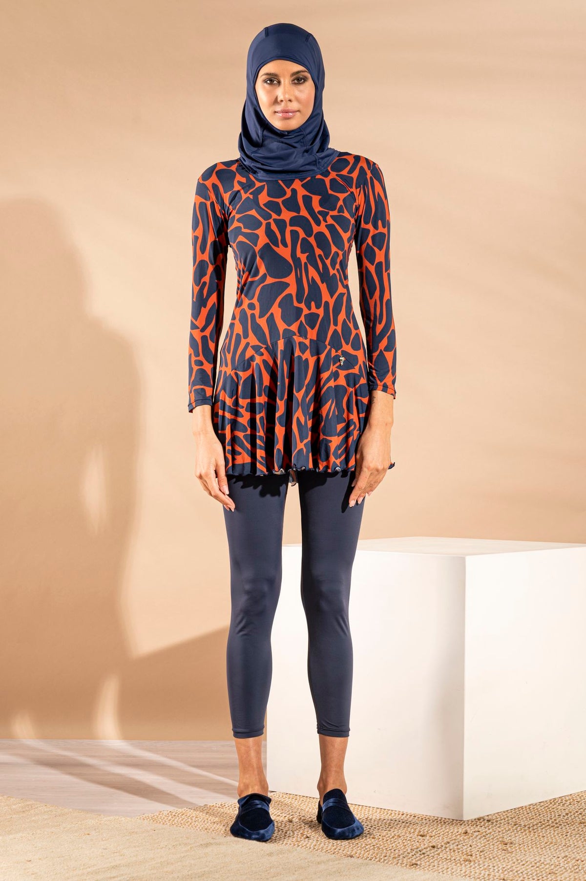 Jumeirah Burkini Dress - Long Sleeves Camouflage Blue-Orange
