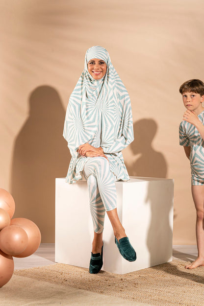 Zahira Burkini Dress - Short Sleeves Tiffany Sunlight