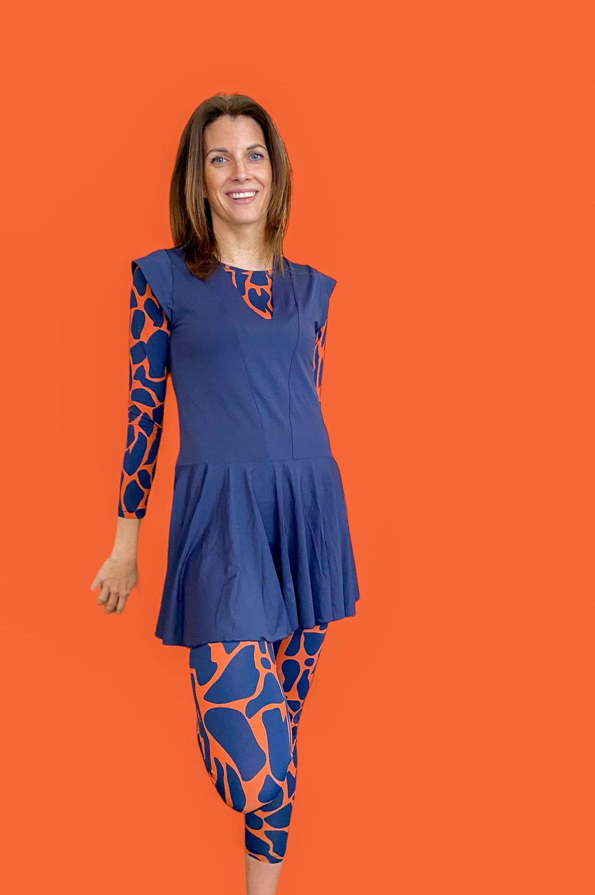 Zahira Burkini Dress - Short Sleeves Dark Blue