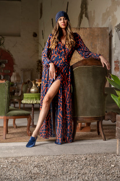 Saint Tropez Beach Dress Camouflage Blue-Orange