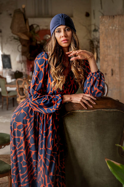 Saint Tropez Beach Dress Camouflage Blue-Orange