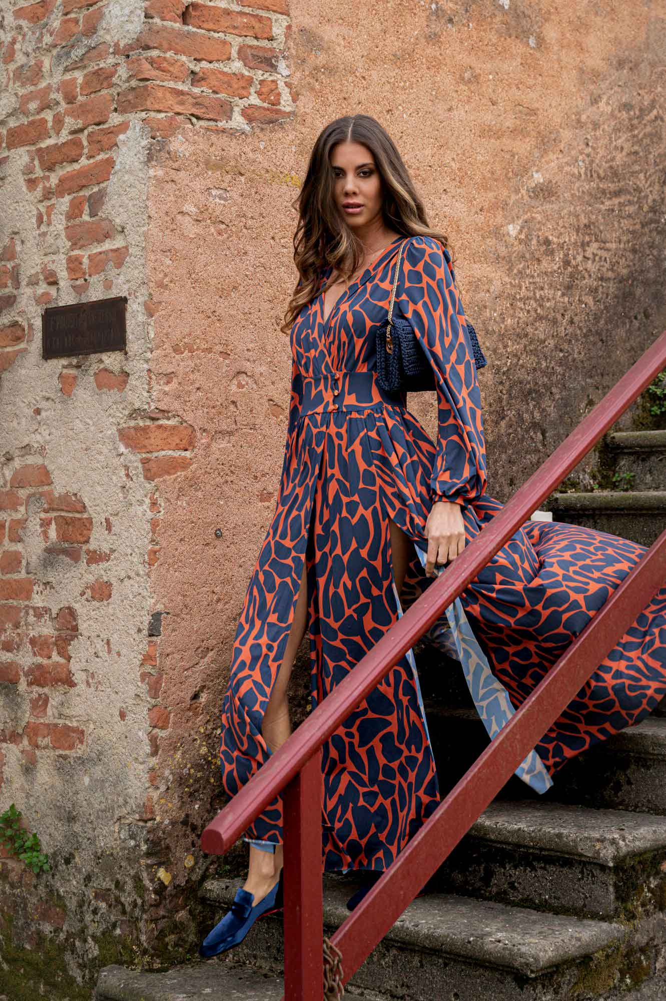 Saint Tropez Beach Dress Camouflage Blue-Orange