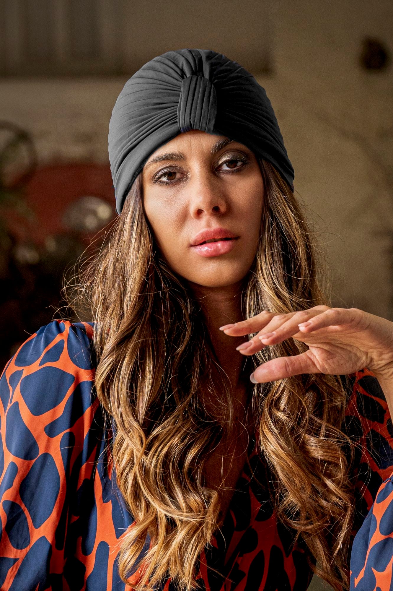 Turban Knot Swim Cap Black