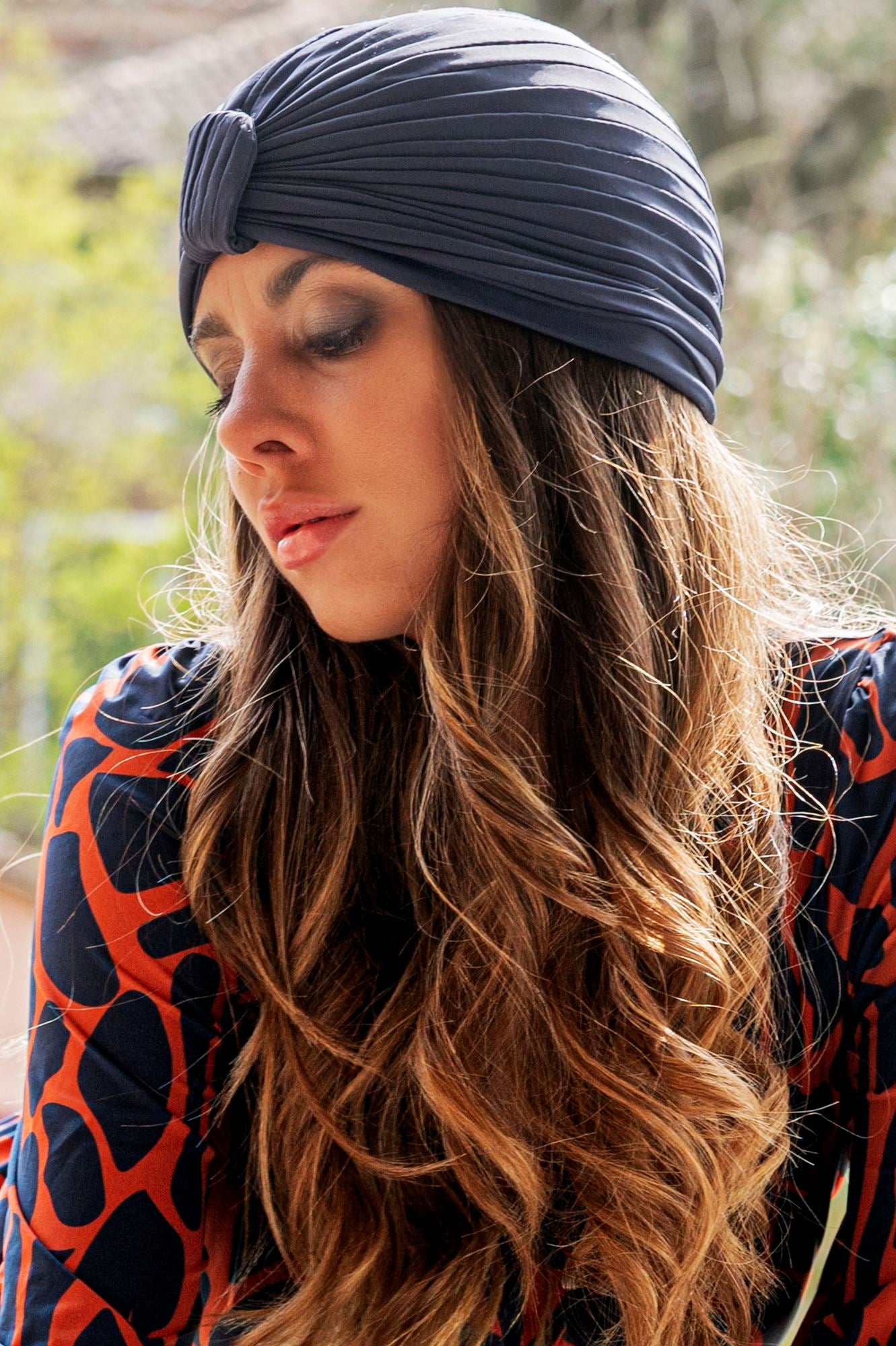 Turban Knot Swim Cap Dark Blue