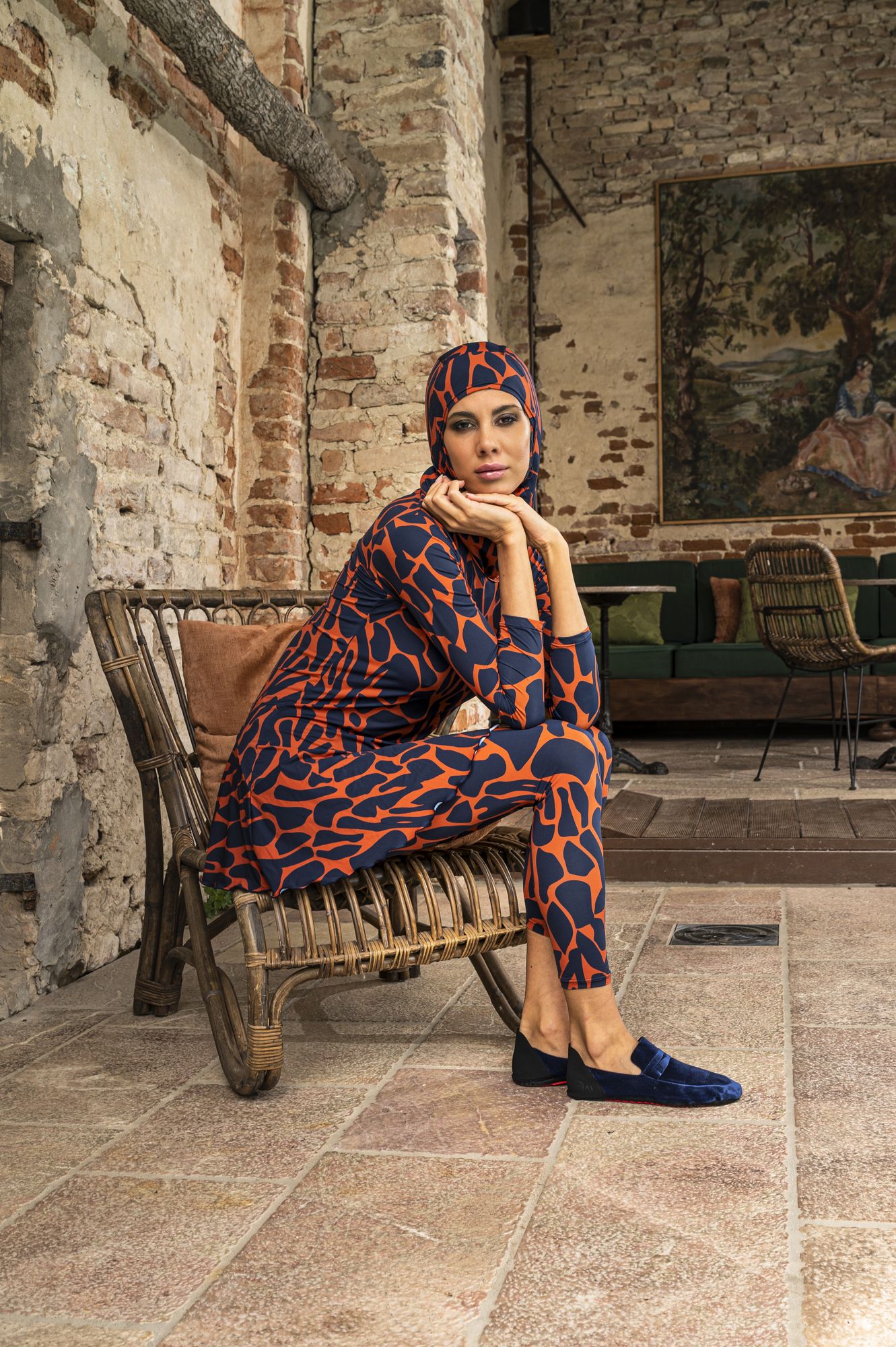 Second Skin Beach Leggings Camouflage Blue-Orange