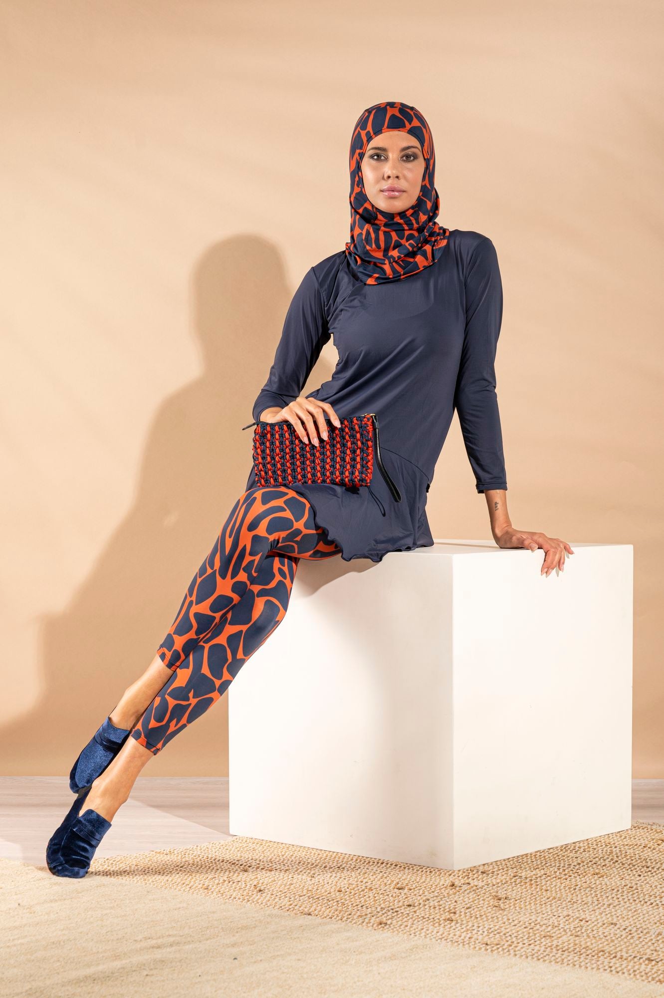 Second Skin Beach Leggings Camouflage Blue-Orange