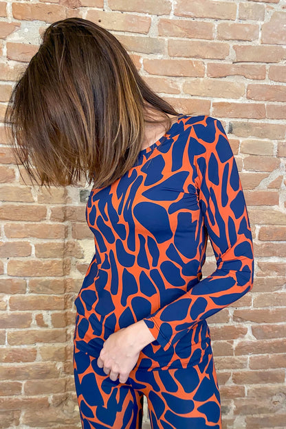 Second Skin Long Sleeves Camouflage Blue-Orange