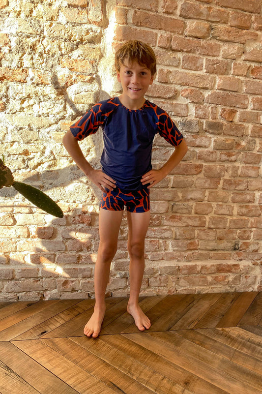 Formentera Swim Trunks Camouflage Blue-Orange