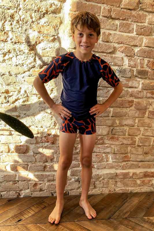 Formentera Short Sleeve T-Shirt Camouflage Blue-Orange